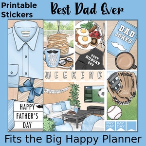 Adesivos de planejador para impressão do Dia dos Pais: feitos para caber no grande planejador feliz - o melhor pai de todos os tempos
