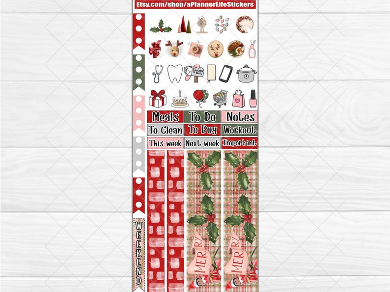 Hobonichi Weeks Christmas Printable Planner Stickers: Merry Mistletoe ...