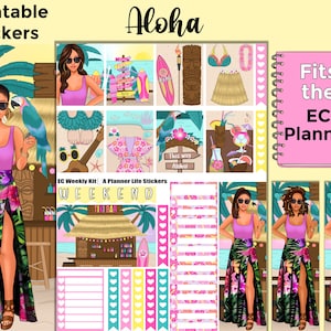 Tropical Printable Planner Stickers: Made to Fit the Erin Condren Planner – Aloha
