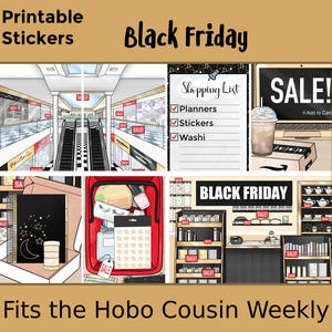 Pegatinas imprimibles para planificador semanal de Hobonichi Cousin Black Friday: Black Friday