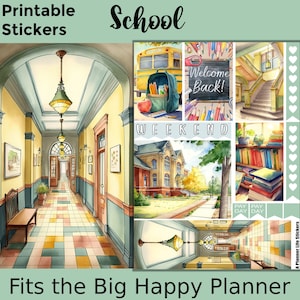 Afdrukbare Back to School plannerstickers: gemaakt voor de grote gelukkige planner – school