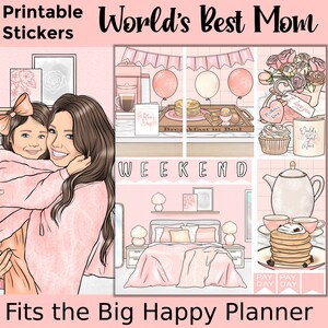 Stickers autocollants imprimables pour la fête des mères : conçus pour s'adapter aux grands et heureux agendas - World's Best Mom