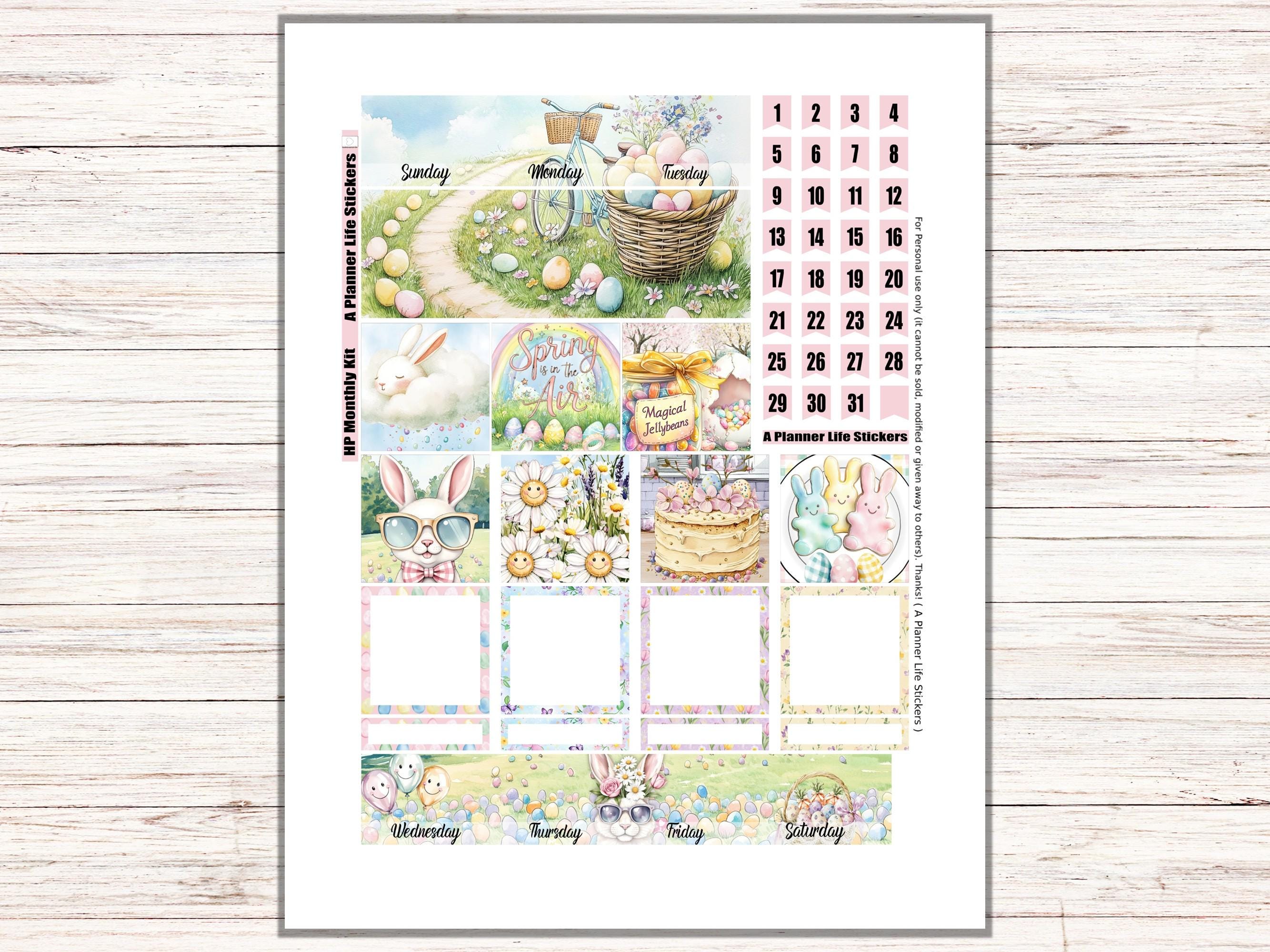 Monthly Spring and Easter Printable Planner Stickers: Made to Fit the ...