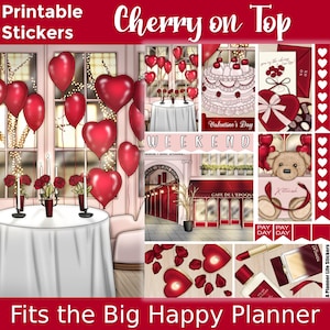 バレンタインデーの印刷可能なプランナーステッカー：Big Happy Planner にぴったり合うように作成 – Cherry on Top