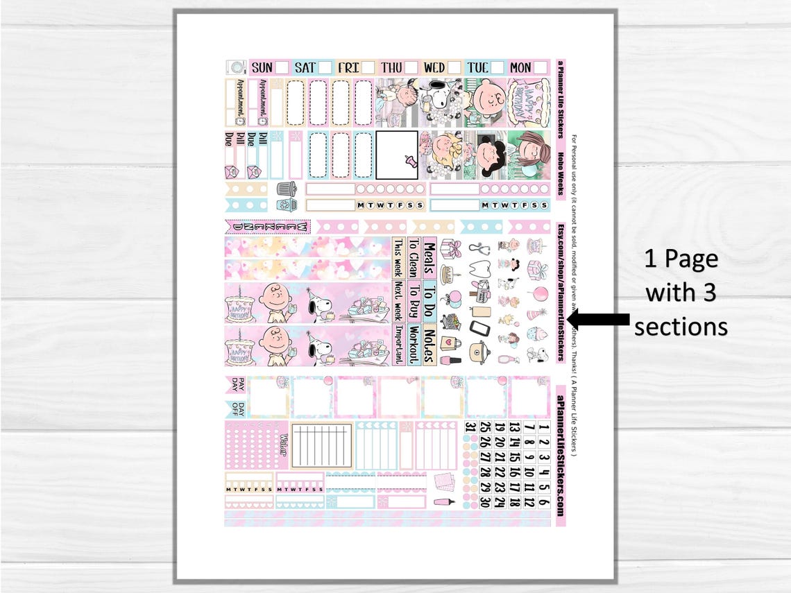 Hobonichi Weeks Birthday Printable Planner Stickers: Birthday Cuties - Etsy