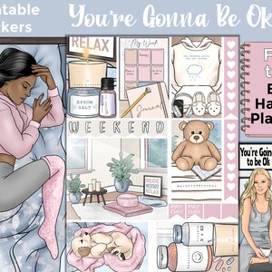 Adesivos de planejador imprimíveis para dias difíceis: feitos para caber no grande planejador feliz – você vai ficar bem