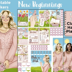 Motivational Printable Planner Stickers: Made to Fit the Classic Happy Planner – New Beginnings