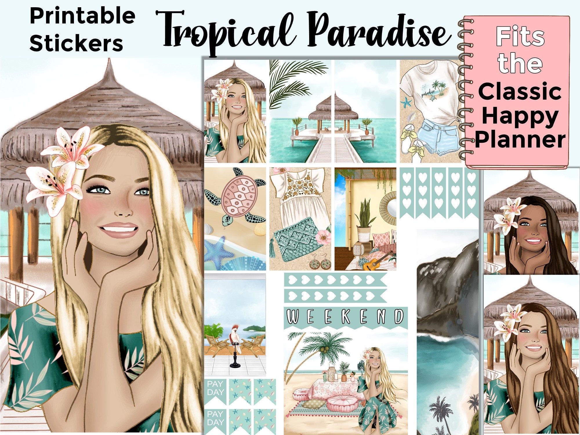 summer printable planner stickers made to fit the classic etsy