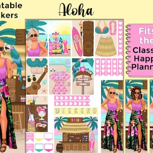 Beach Printable Planner Stickers: Made to Fit the Classic Happy Planner – Aloha