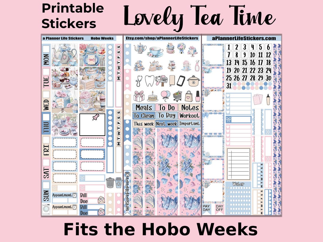 Hobonichi Weeks Tea Printable Planner Stickers: Lovely Tea Time - Etsy