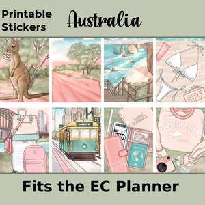 Stickers vacances imprimables pour agenda : adaptés à l'agenda Erin Condren - Australie