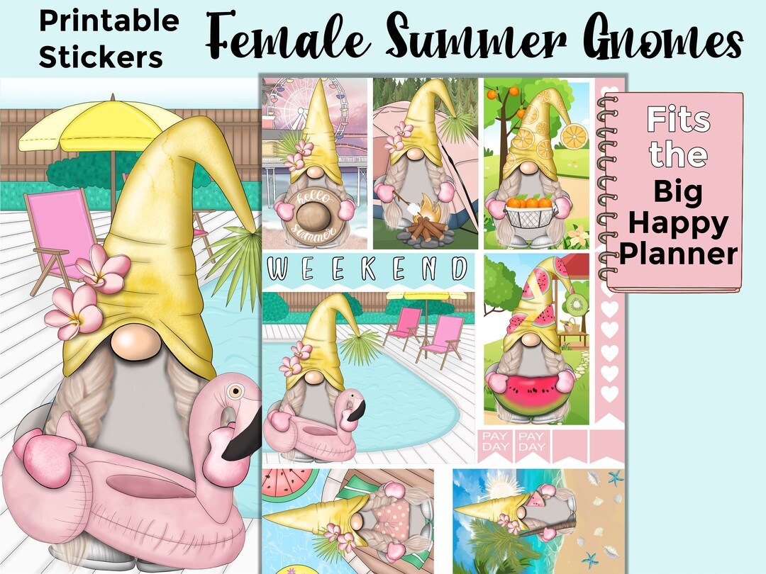 Gnome Printable Planner Stickers: Made to Fit the Big Happy Planner ...