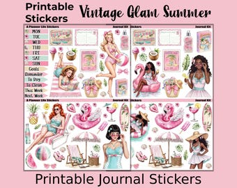 Summer Printable Journal Stickers – Vintage Glam Summer