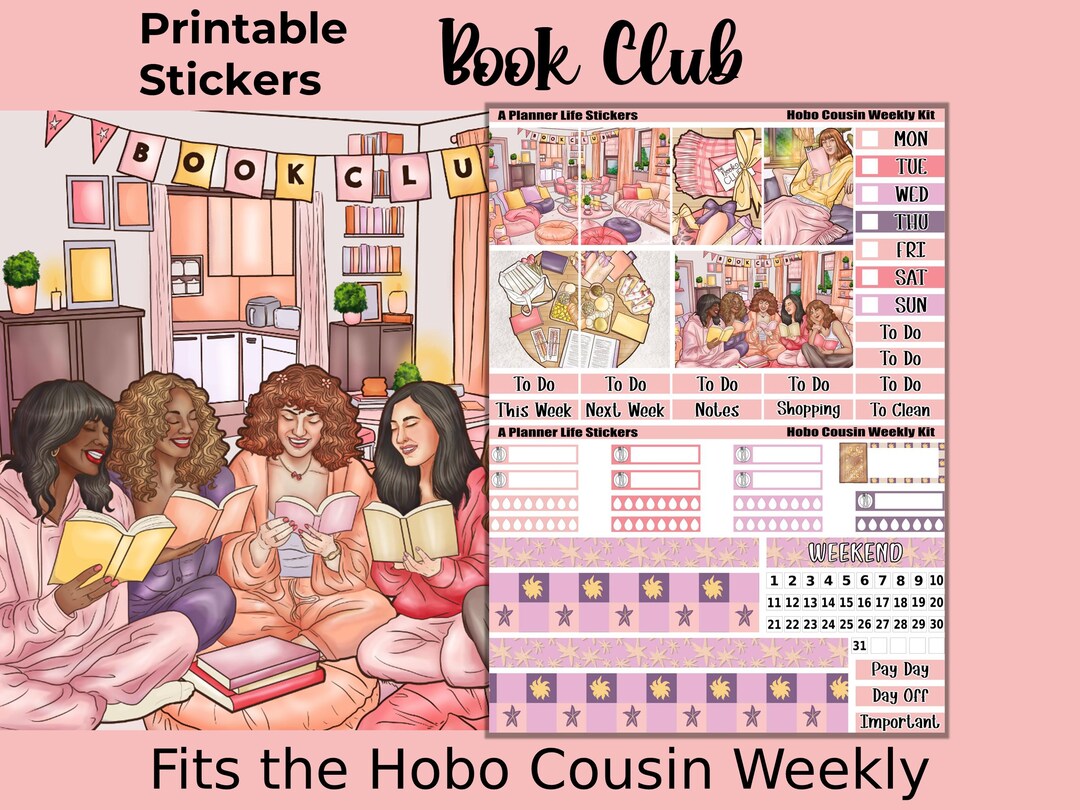 Weekly Hobonichi Cousin Book Lover Printable Planner Stickers: Book ...