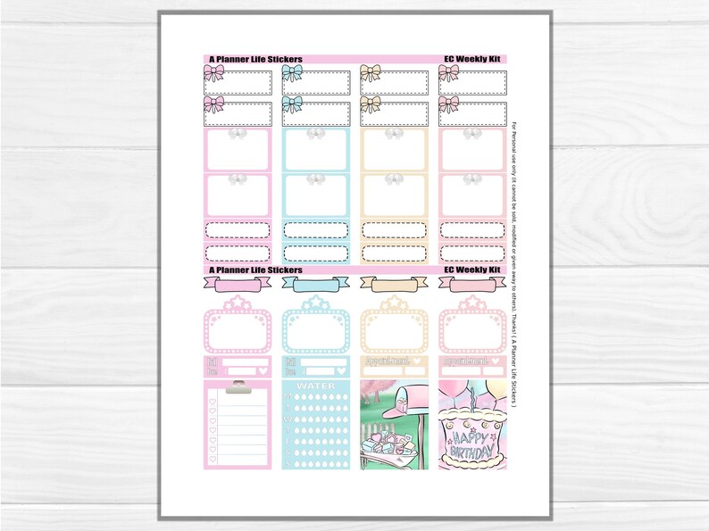 Printable Birthday Planner Stickers: Made to Fit the Erin Condren ...