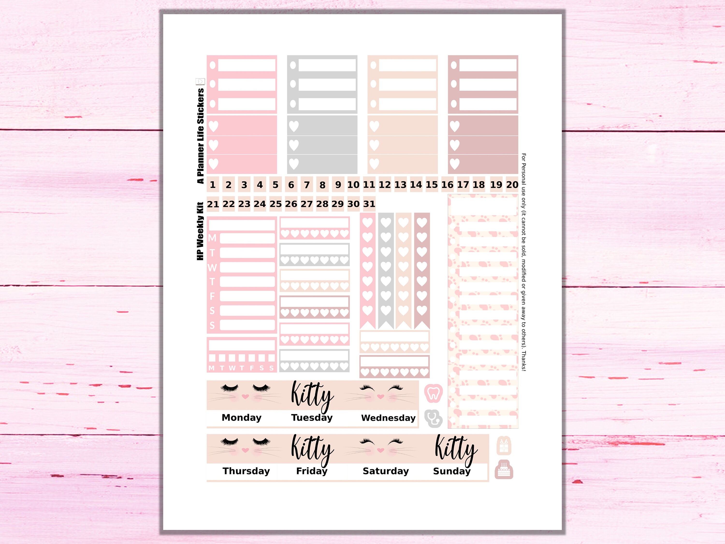Cat Printable Planner Stickers: Made to Fit the Classic Happy - Etsy