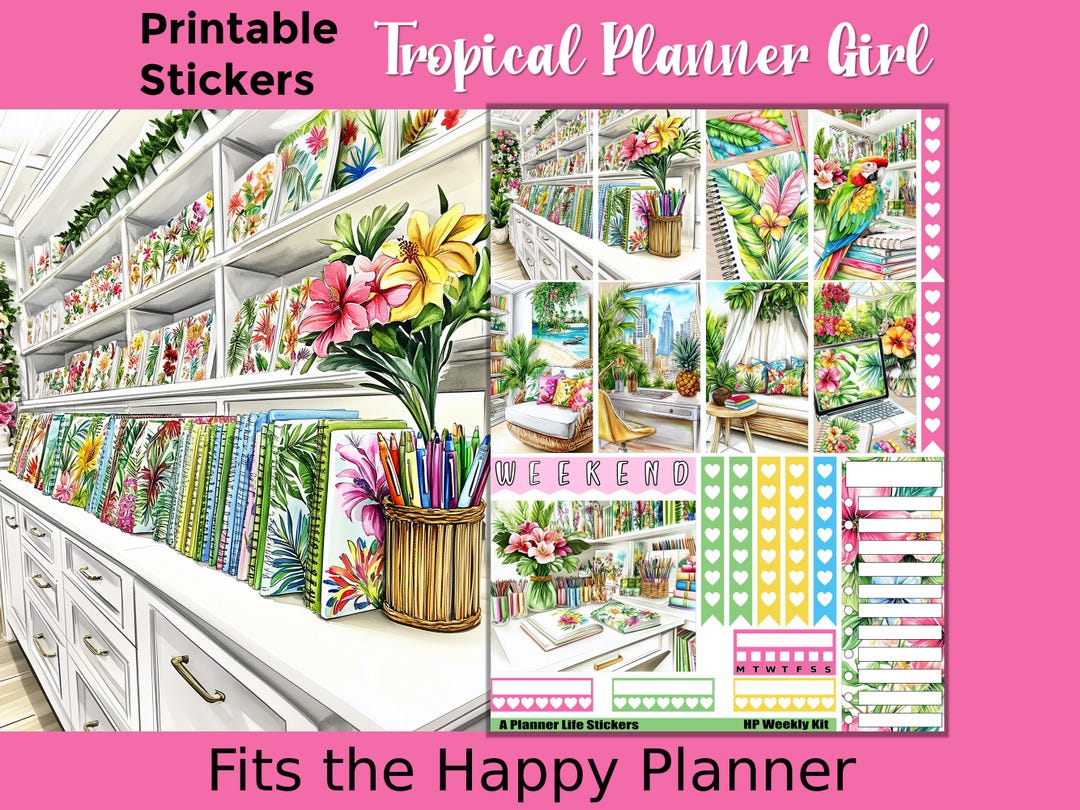 Tropical Printable Planner Stickers: Made to Fit the Classic Happy ...