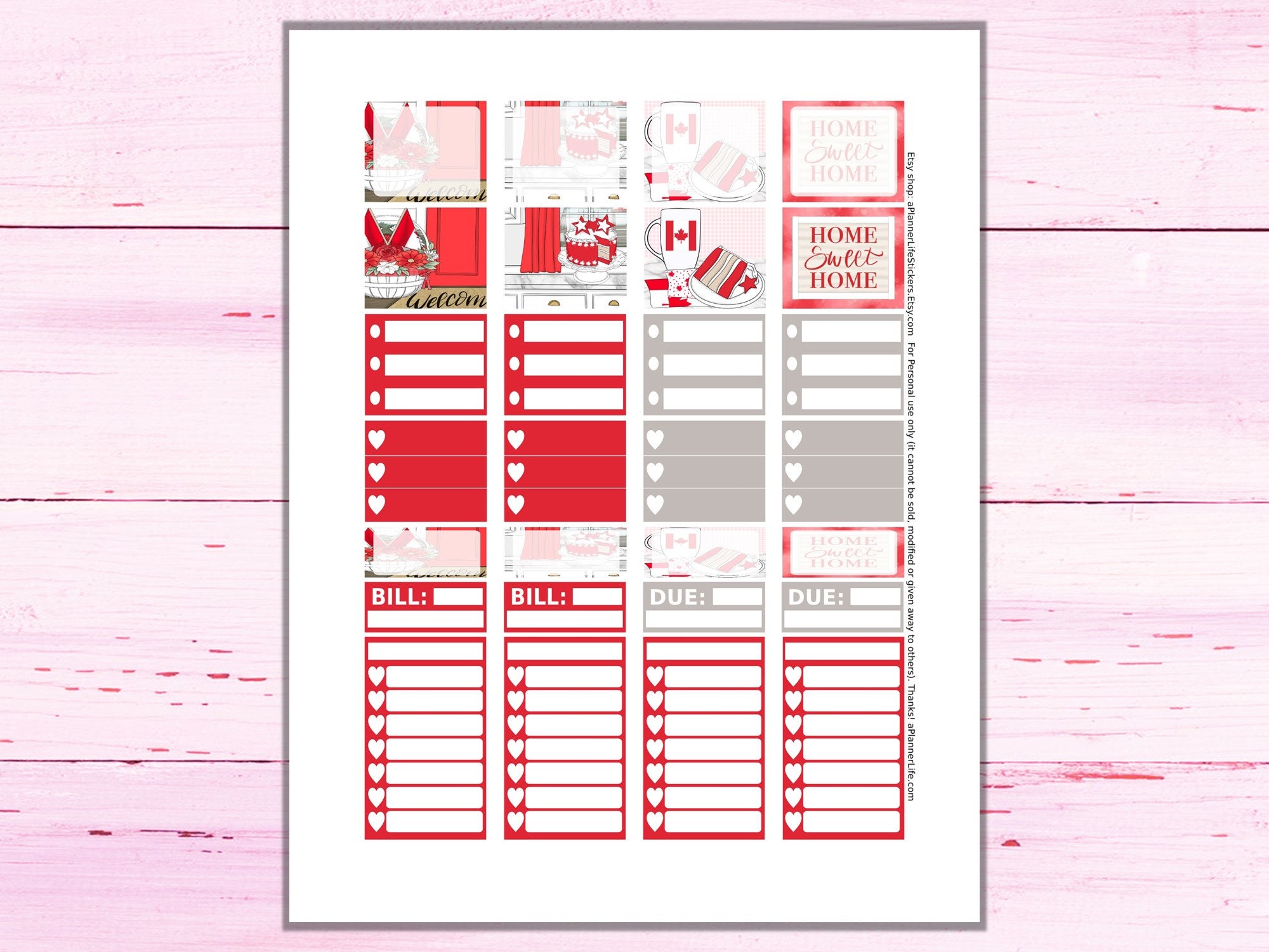 Canada Day Printable Planner Stickers Made to Fit the Classic Etsy