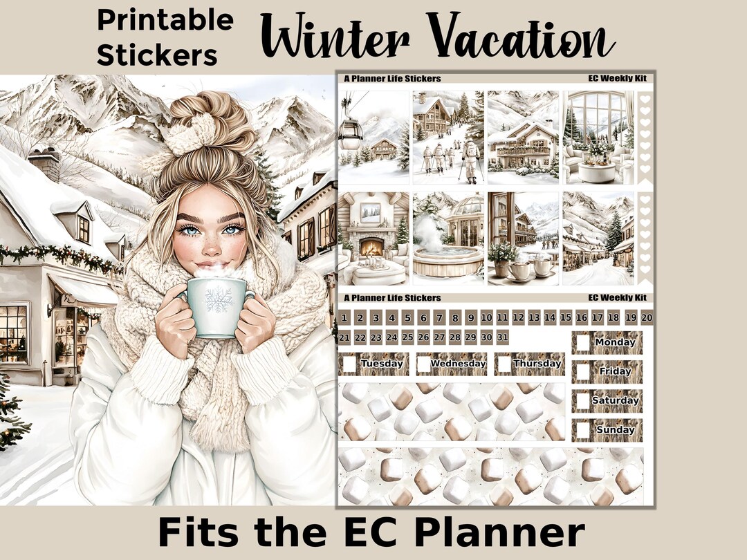 Printable Winter Planner Stickers: Made to Fit the Erin Condren Planner ...