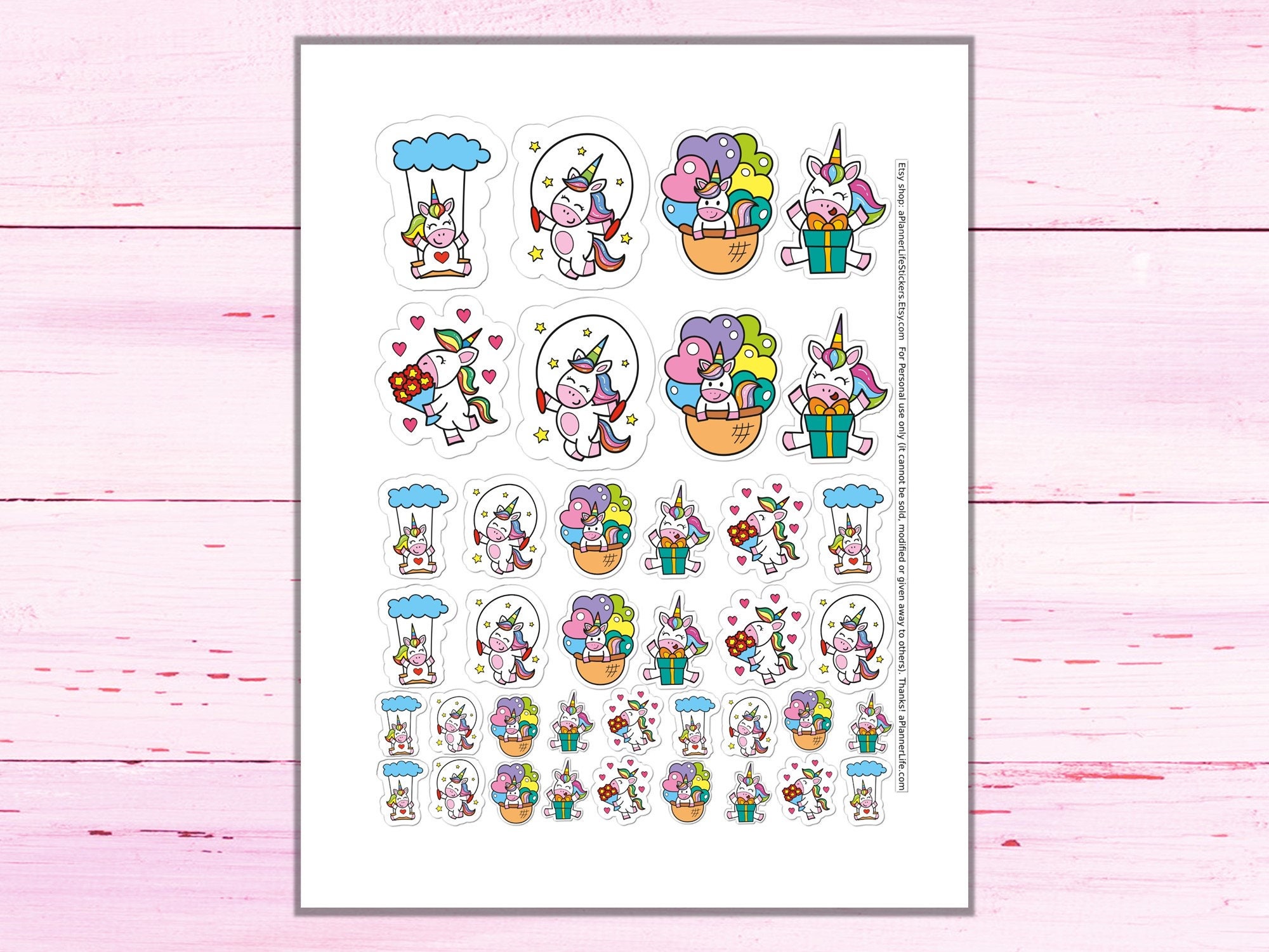 Kawaii Unicorn Printable Stickers: Kawaii Unicorns 1 - Etsy