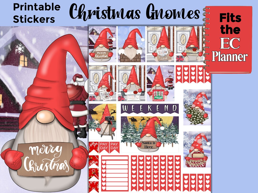 Printable Christmas Gnome Planner Stickers: Made to Fit the Erin ...