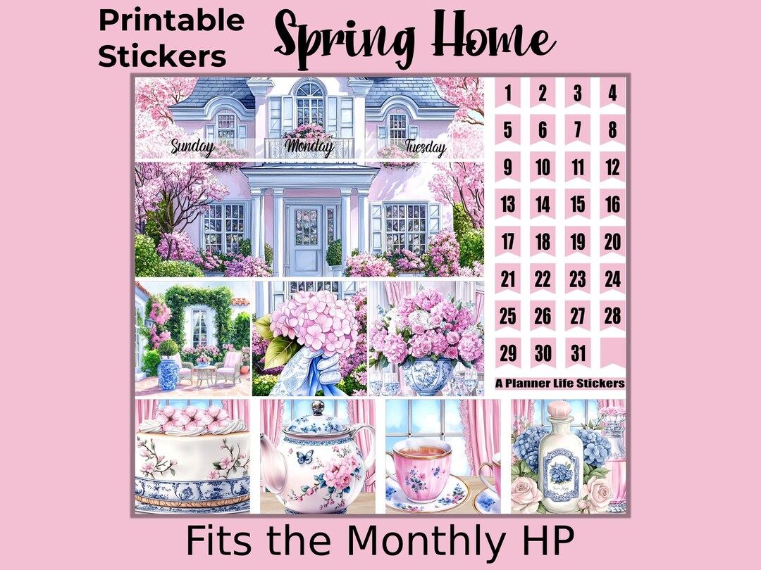 Monthly Spring Printable Planner Stickers: Made to Fit the Classic ...