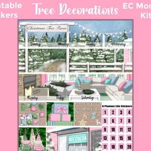 Monthly Christmas Printable Planner Stickers: Made to Fit the Erin Condren Planner – Tree Decorations