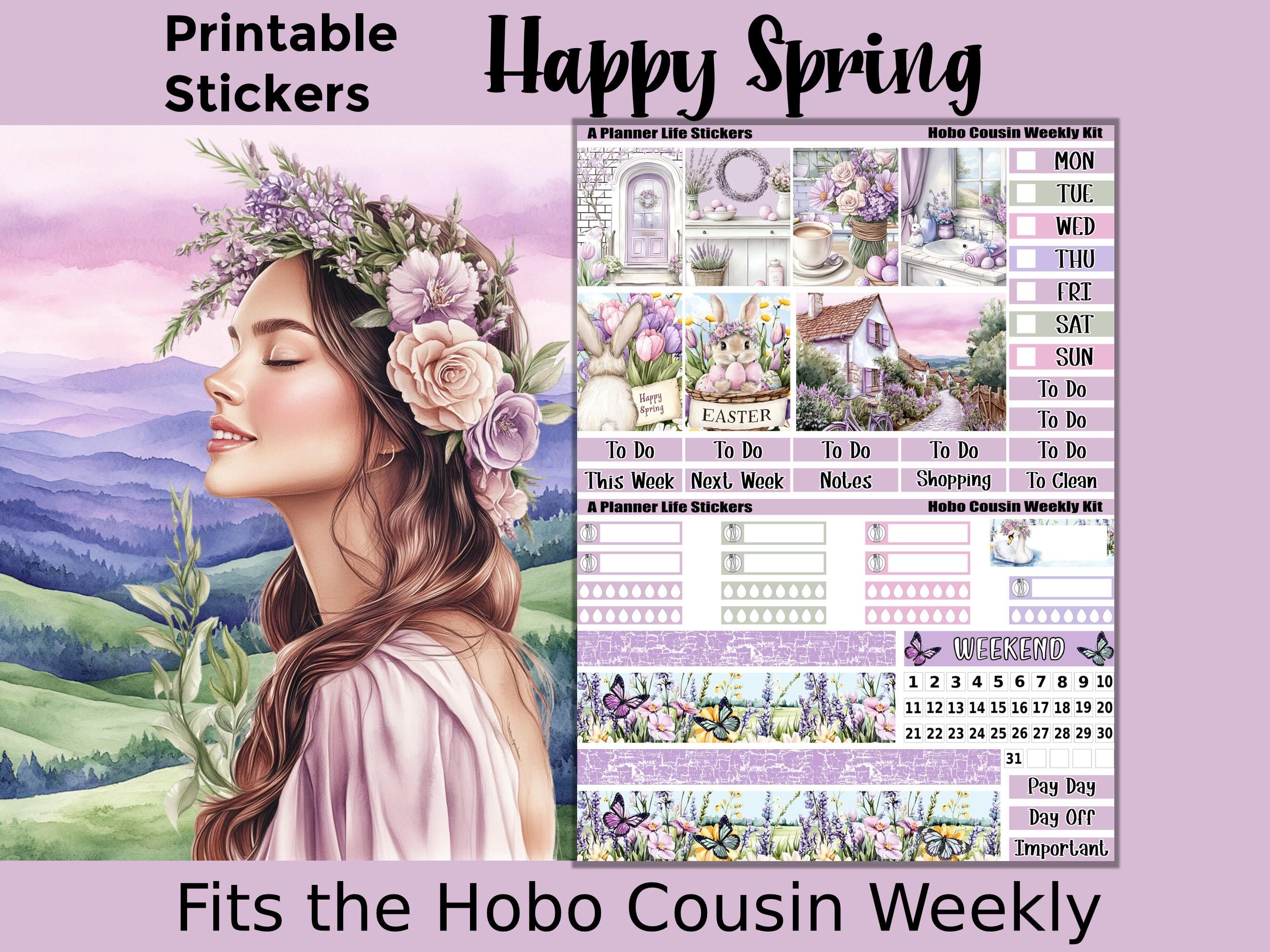 Weekly Hobonichi Cousin Spring Printable Planner Stickers: Happy Spring ...