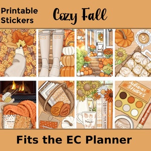Stickers automne imprimables pour agenda : adaptés à l'agenda Erin Condren - Automne douillet