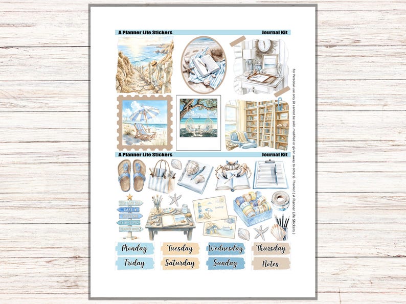 Beach Printable Journal Stickers – Coastal Planner Girl - Etsy
