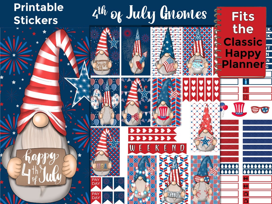 4th of July Printable Planner Stickers: Made to Fit the Classic Happy ...