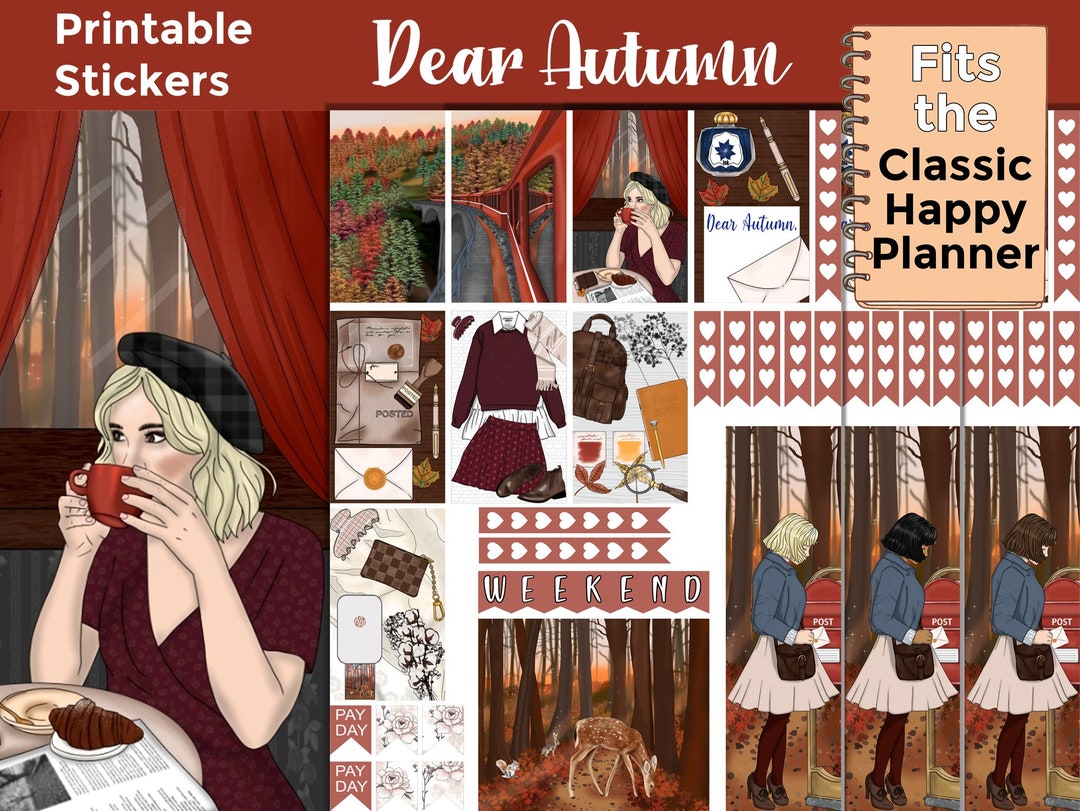 Autumn Printable Planner Stickers: Made to Fit the Classic Happy ...