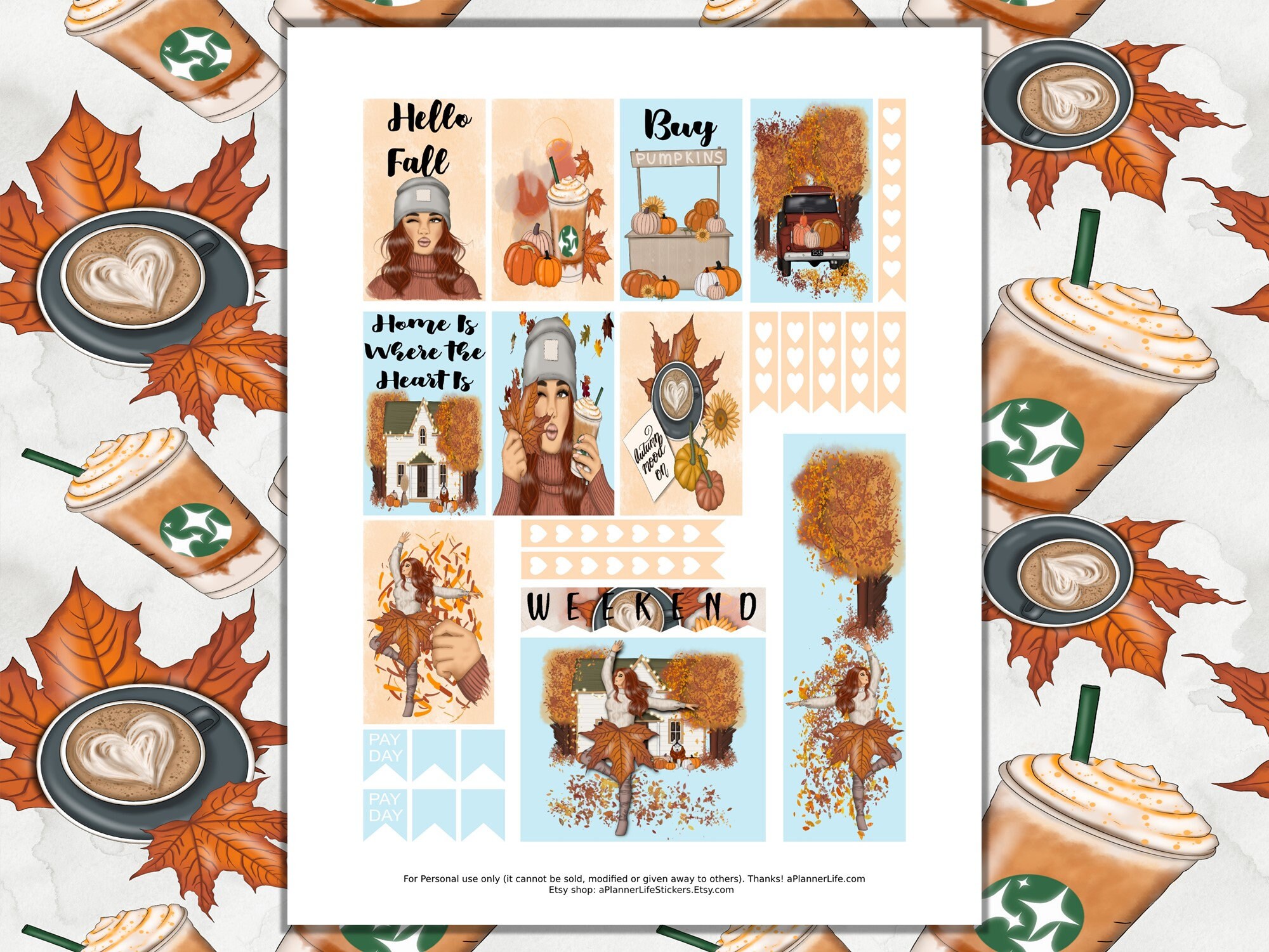 Printable Fall Planner Stickers Fits the Classic Happy Etsy