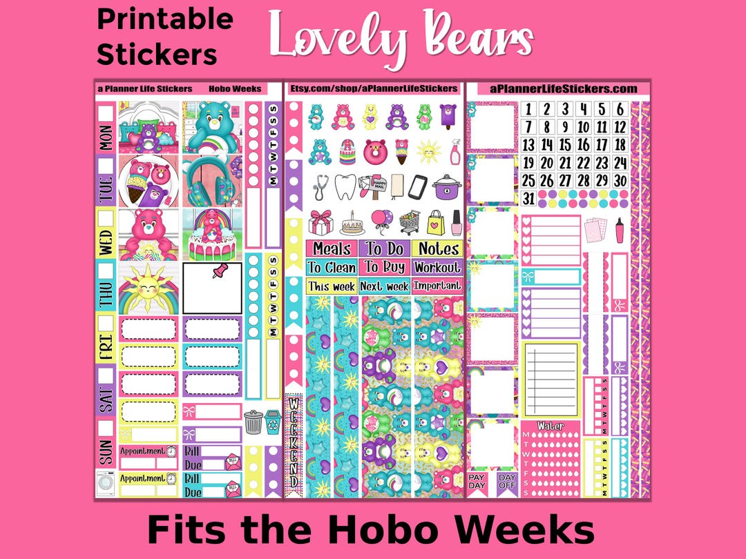 Hobonichi Weeks Teddy Bear Printable Planner Stickers: Lovely Bears - Etsy