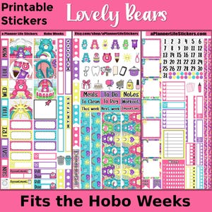 Pegatinas imprimibles para planificador de Hobonichi Weeks: Ositos adorables