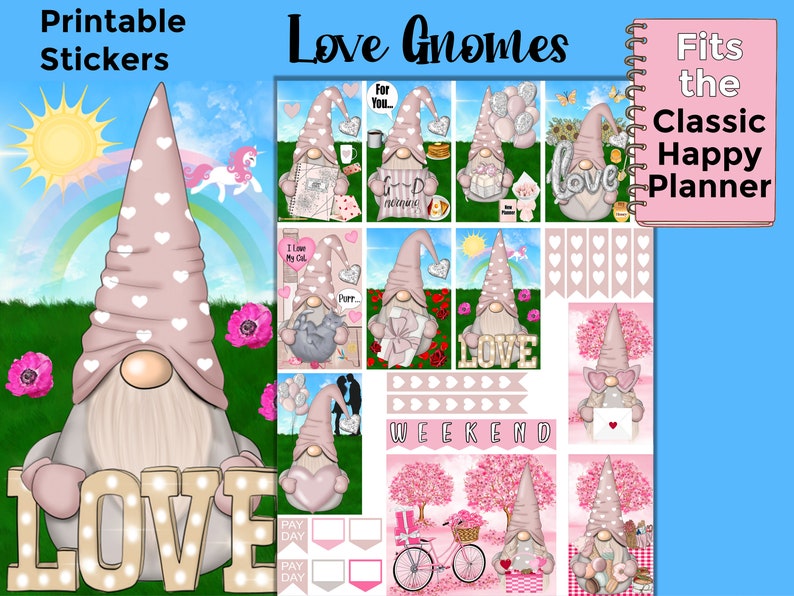 Gnome Printable Planner Stickers: Made to Fit the Classic - Etsy