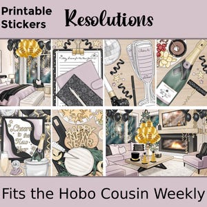 Adesivos para o planejador semanal de ano novo Hobonichi Cousin para impressão: resoluções