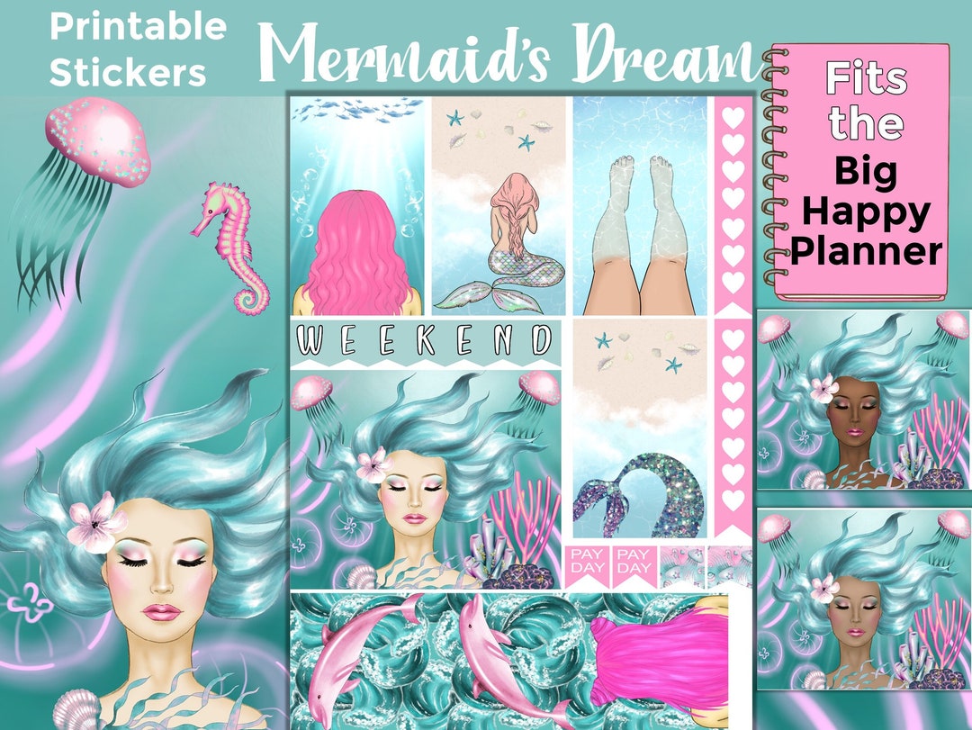 Mermaid Printable Planner Stickers: Made to Fit the Big Happy Planner ...