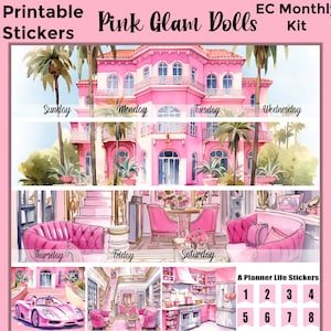 Monthly Glamorous Printable Planner Stickers: Made to Fit the Erin Condren Planner – Pink Glam Dolls