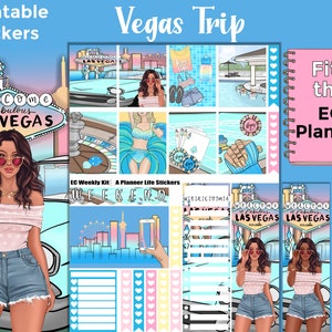 Autocollants de planificateur de Las Vegas imprimables : conçus pour s'adapter au planificateur d'Erin Condren - Vegas Trip