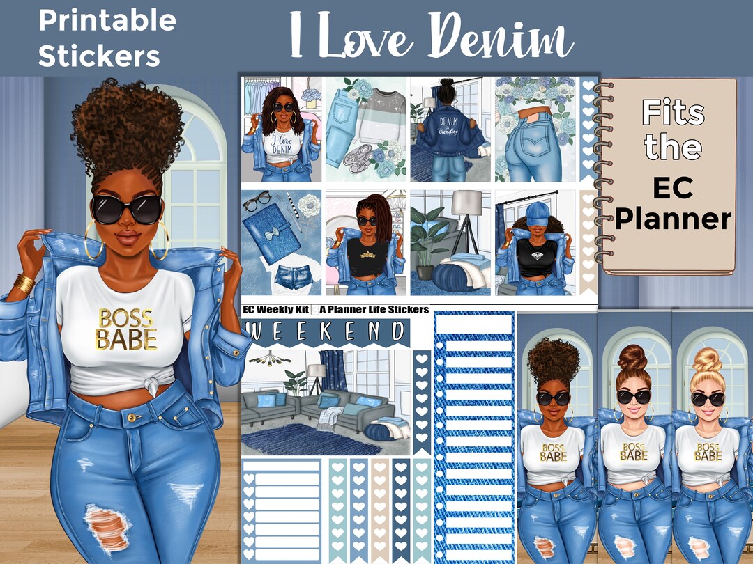 Jeans Printable Planner Stickers: Made to Fit the Erin Condren Planner ...