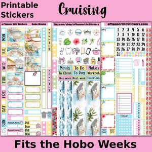 Planificateur d'autocollants imprimables pour bateaux de croisière Hobonichi Weeks : croisière