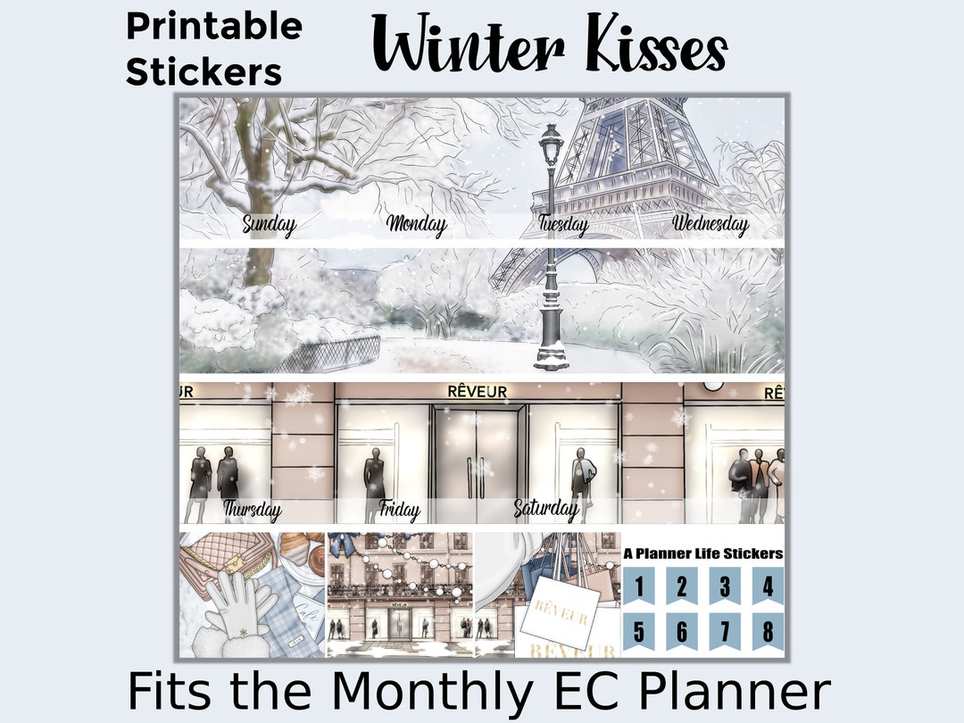 Monthly Winter Printable Planner Stickers: Made to Fit the Erin Condren ...