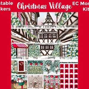 Monthly Christmas Printable Planner Stickers: Made to Fit the Erin Condren Planner – Christmas Village