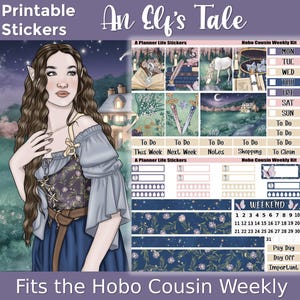 Pegatinas imprimibles para planificador semanal de fantasía de primos Hobonichi: El cuento de un elfo
