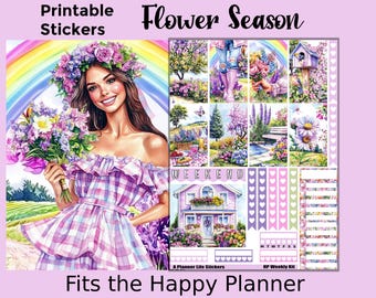 Flower Printable Planner Stickers: Made to Fit the Classic Happy Planner – Flower Season