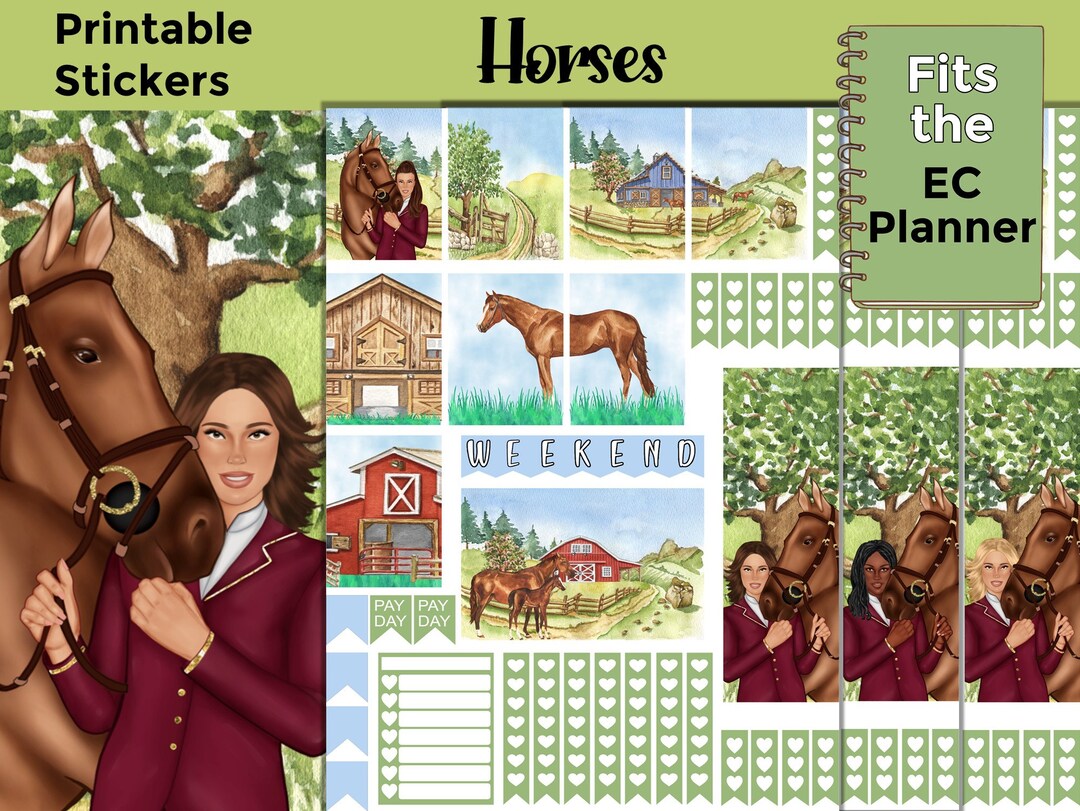 Printable Horse Planner Stickers: Made to Fit the Erin Condren Planner ...