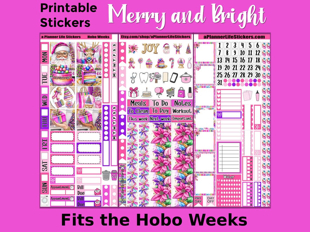 Hobonichi Weeks Christmas Printable Planner Stickers: Merry and Bright ...