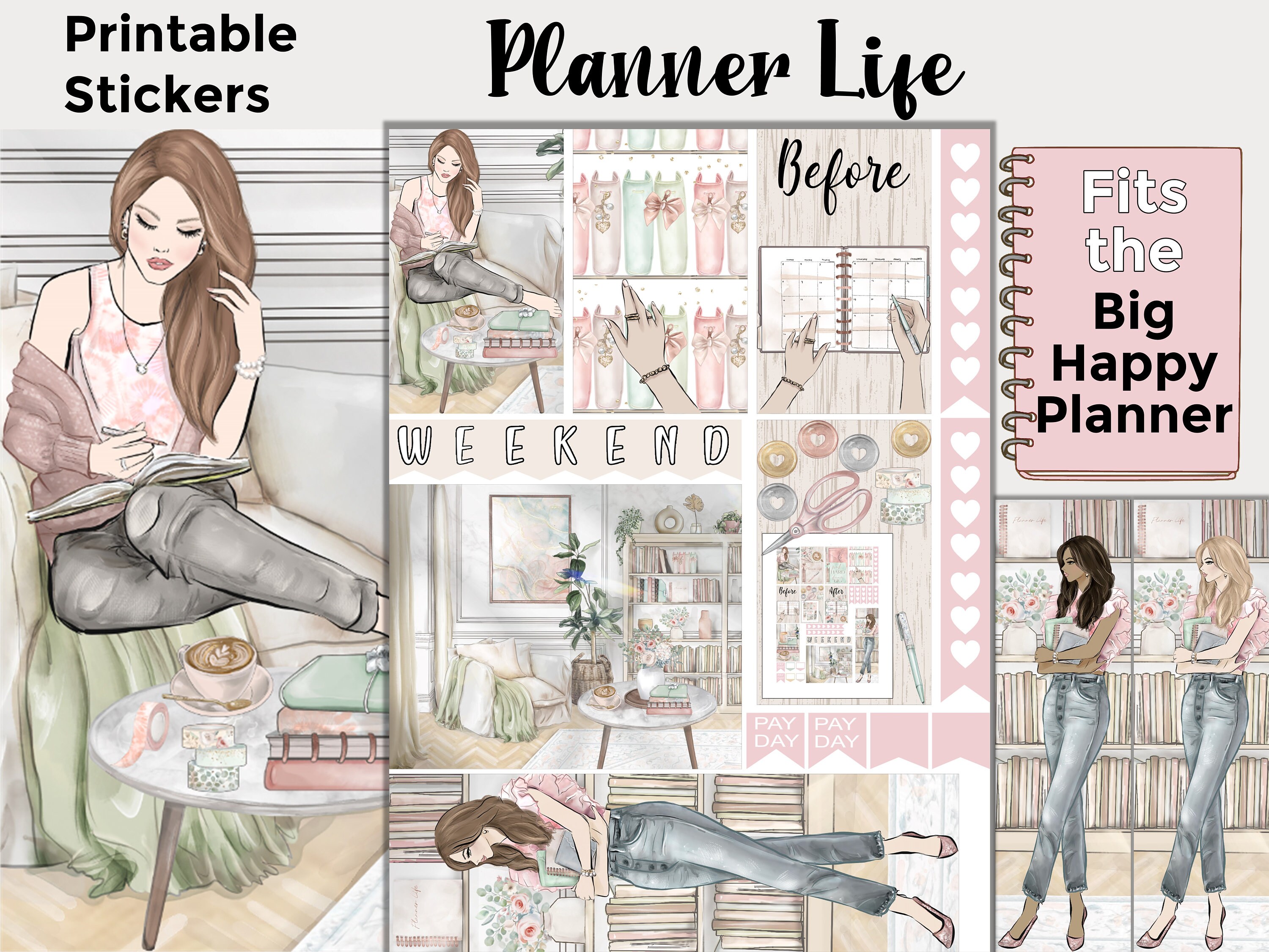 Planner Girl Printable Planner Stickers: Made to Fit the Big - Etsy