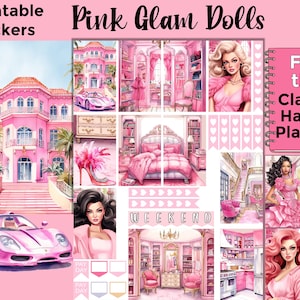 Adesivi per pianificatore stampabili glamour: realizzati per adattarsi al classico pianificatore felice - Pink Glam Dolls